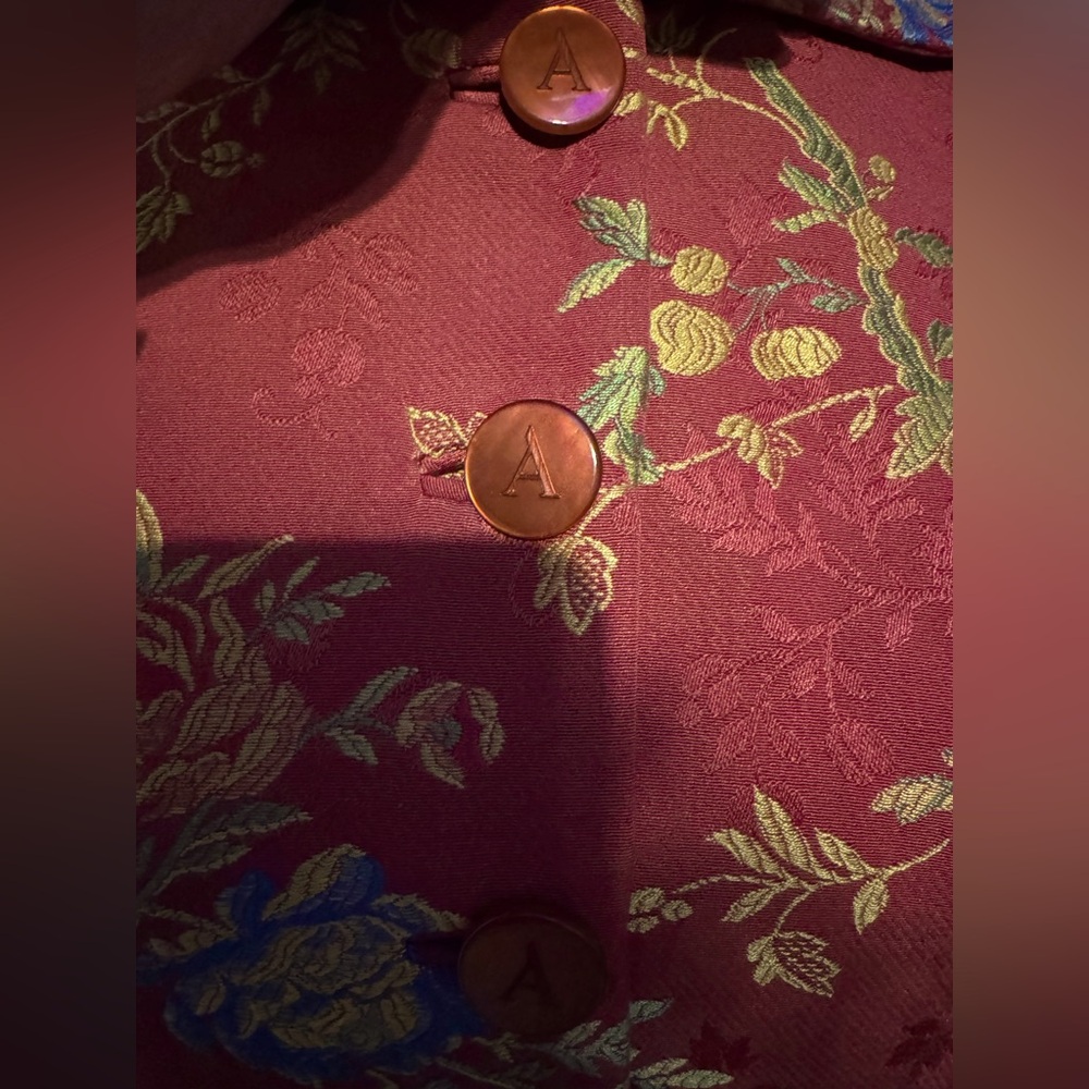 Vintage Silk Alease Fisher Red Floral Jacket - Unique one of a Kind - Picture 6 of 12